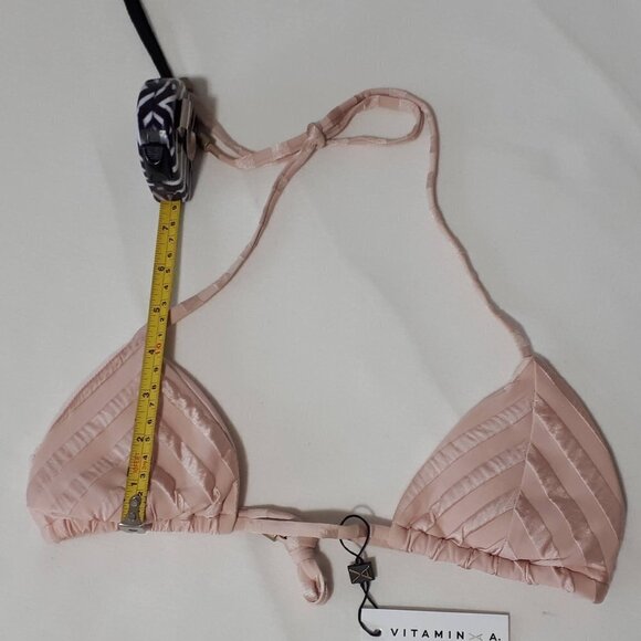 NWT Vitamin A blush pink & stripe triangle bikini top & reversible bottom set, 4 - Picture 9 of 11